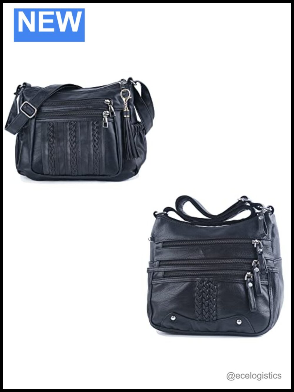 Women's Soft PU Leather Crossbody Hobo Purse Handbag Zipper Closure